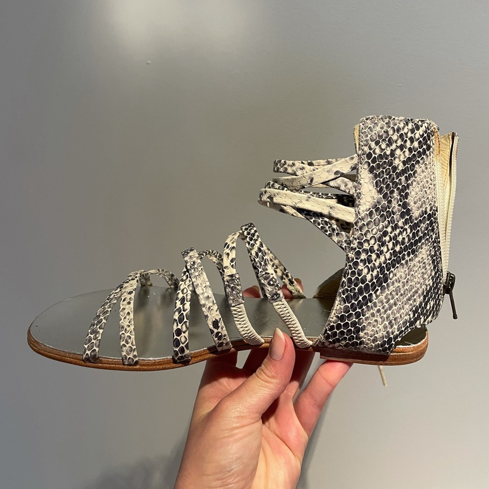 Free People - Snake Print Black and Off White Sandals. Brand New Never Worn